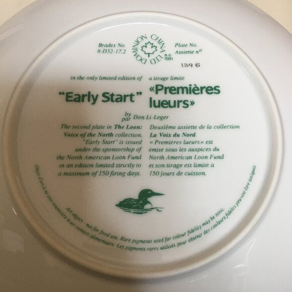 2/$40 Voice of the North Decorative Plate 'Early Start' Don Li-Leger - Picture 8 of 8